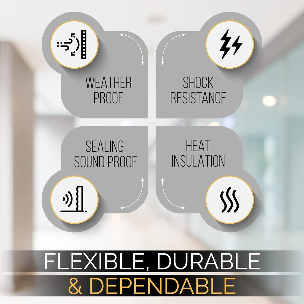 High Density Foam Weather Stripping Door Seal Strip Insulation Tape Roll for Insulating Door Frame, Window, Air Conditioner | Self Adhesive Sealing Weatherstrip (Black, 1/4 in 1/8 in 50 Ft)