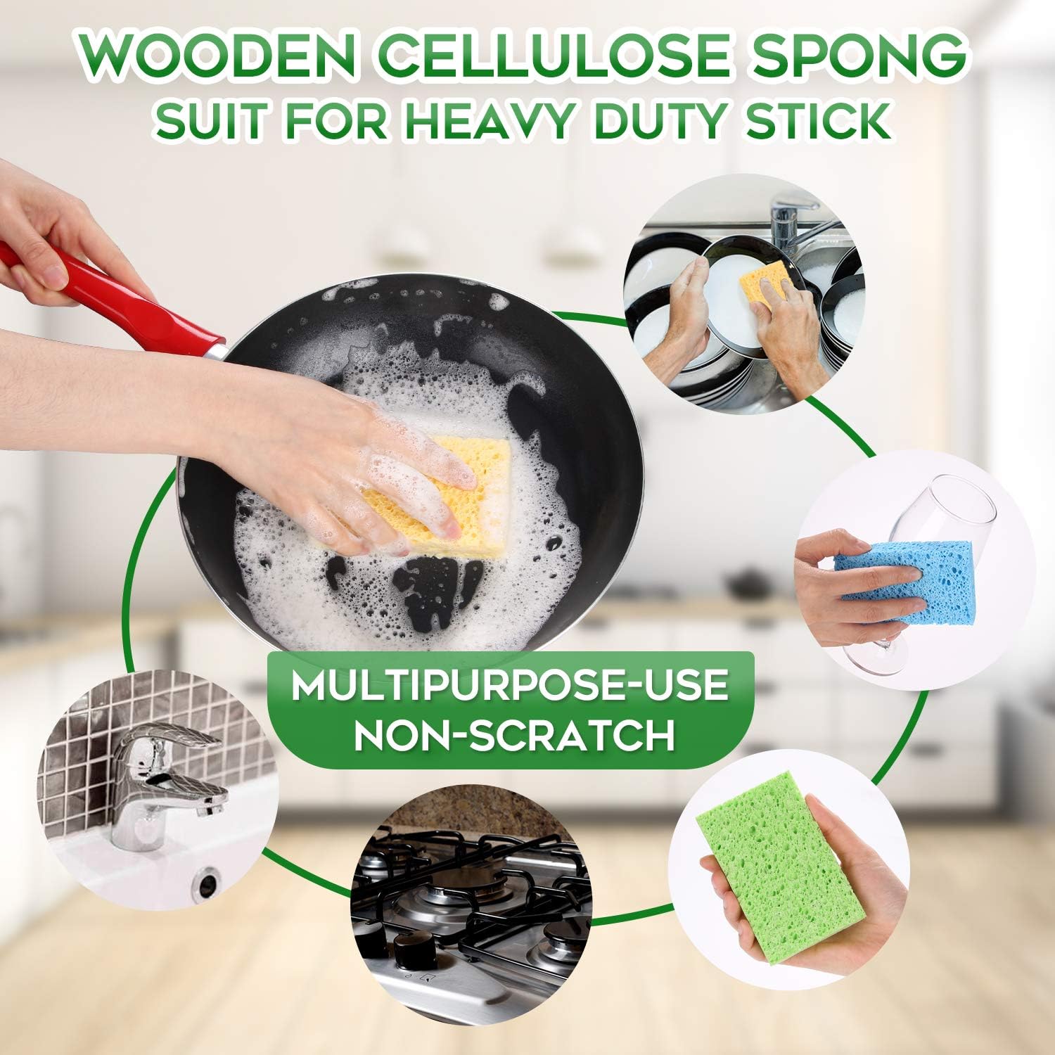 Compressed Cellulose Kitchen Sponges 12Pack，Non-Scratch Biodegradable Natural Colorful Sponge Scrub for Dishes Cleaning,Funny DIY Sponge for Kids