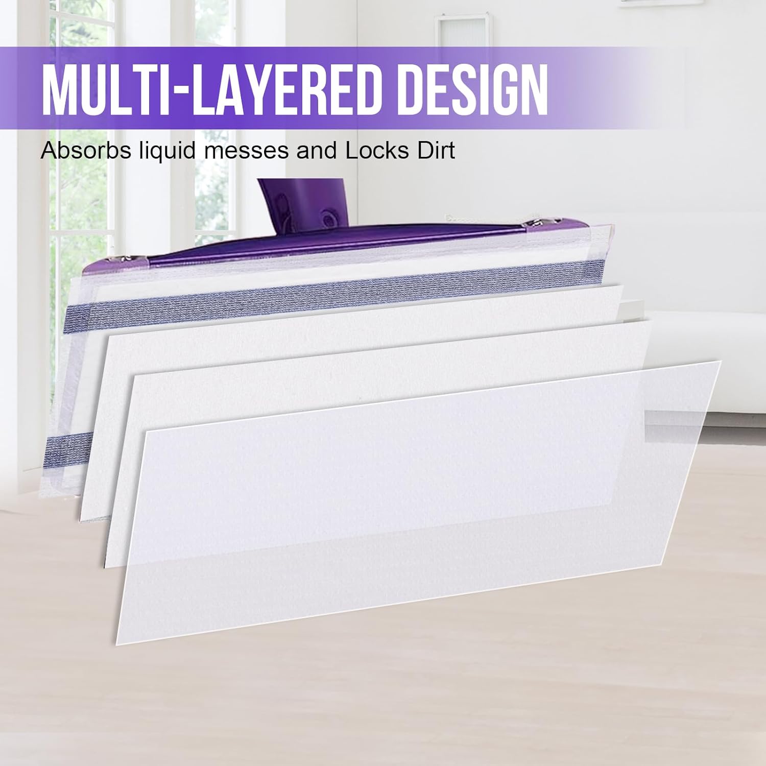 Mopping Pad Refill Compatible with Wet Jet Mop, Disposable Multi Surface Wetjet Hardwood Floor Cleaner Spray Mop Pads Refills, Thickness & Absorbent (60)