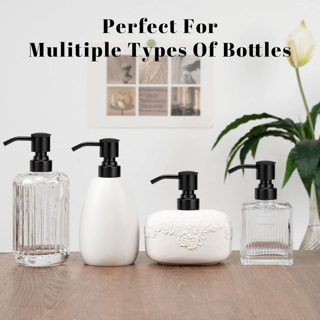 Soap Dispenser Pump Replacement 304 Stainless Steel for Regular Mouth Bottle for Standard 28/400 Thread Size Kitchen Bathroom Lotion Refill Dispenser 2 Pack(Black)