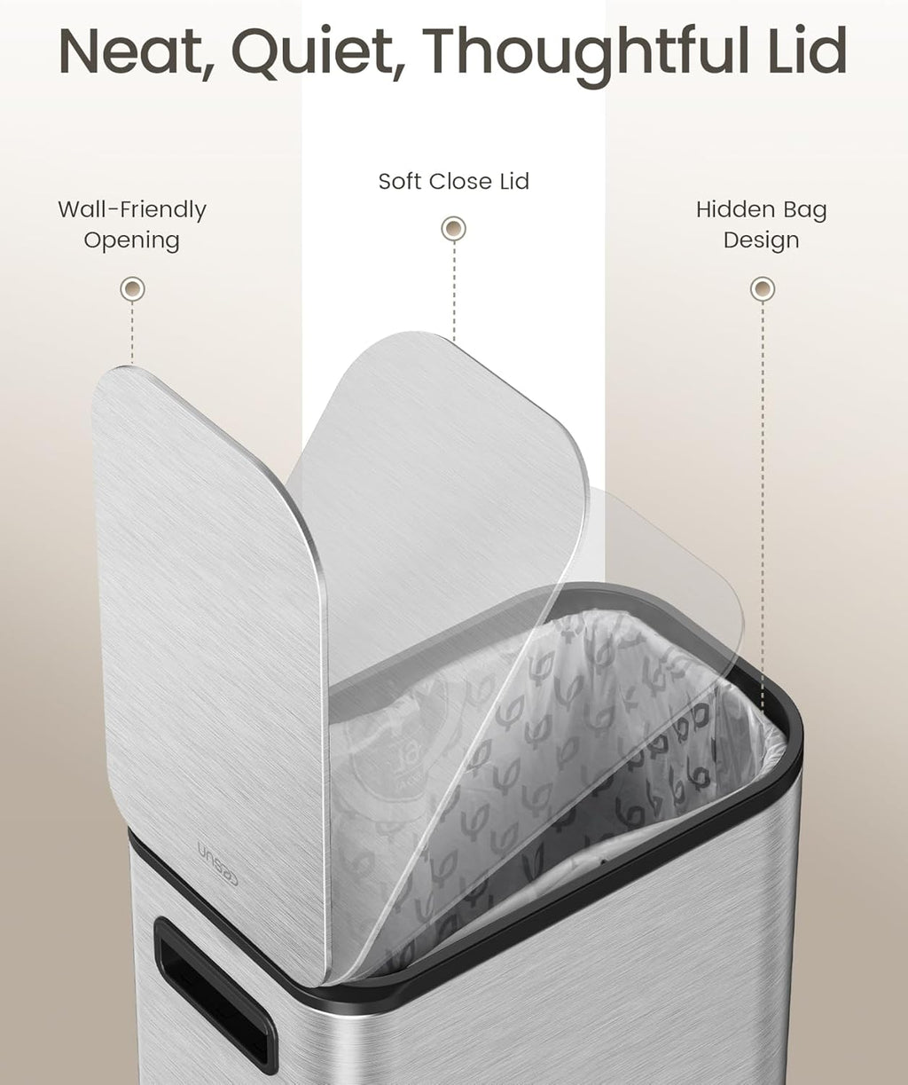 Cesun Small Bathroom Trash Can with Lid Soft Close, Step Pedal, 5 Liter / 1.3 Gallon Stainless Steel Garbage Can with Removable Inner Bucket, Waste Basket for Bathroom, Bedroom (Silver)