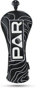 Big Teeth Golf Club Covers Full Set Driver Headcover Fairway Wood Hybrid Golf Club Iron Head Covers, Topographic Edition Putter Cover Leather Golf Head Covers Pure Black, Gifts for Men
