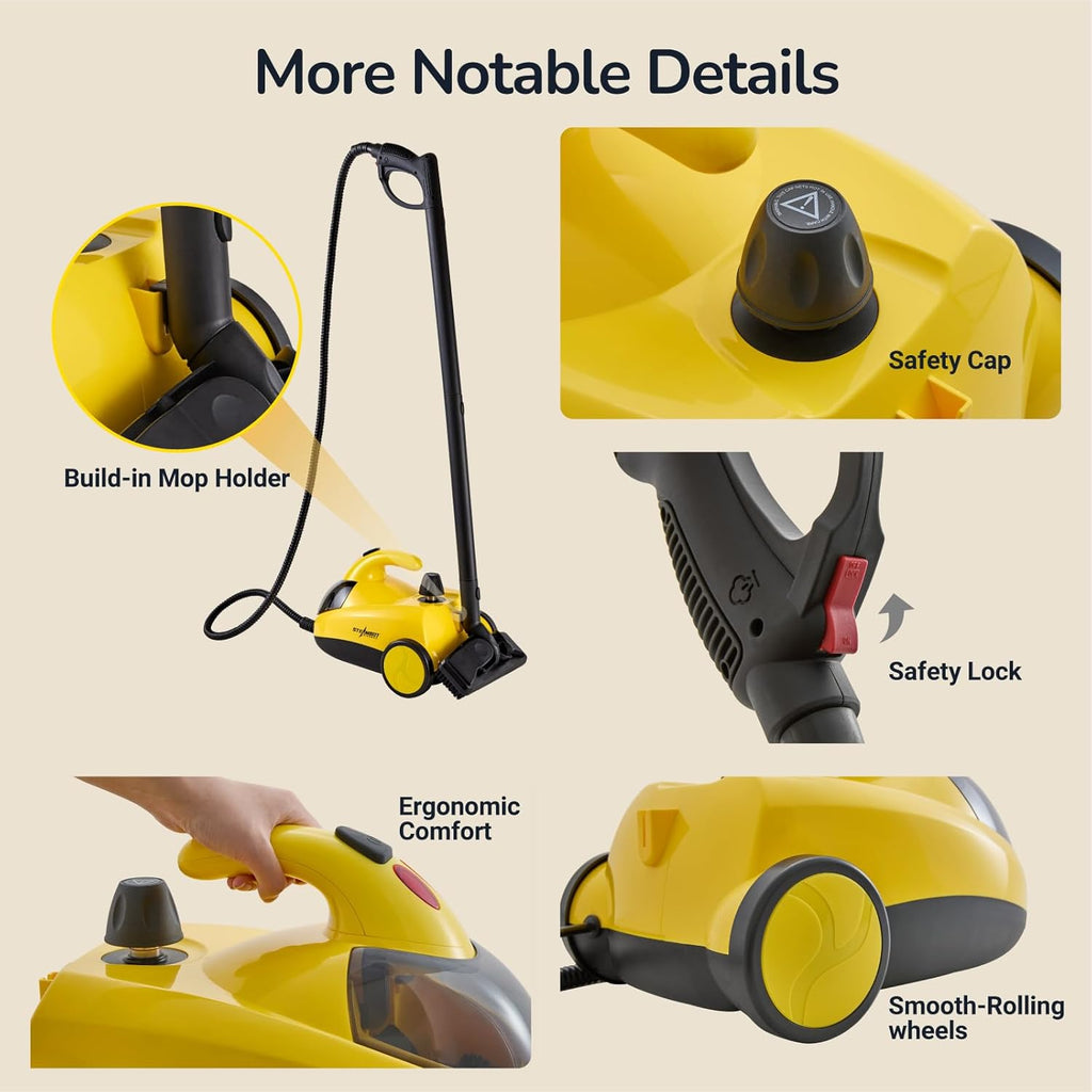 Steam Cleaner with 28-in-1 powerful, deep cleaning for home, floor, car, tiles, grout, oven,grove,range, wall and window in kitchen, living room,bathroom, high temperature steam cleaning