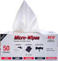 Eurow 200GSM Microfiber Cleaning and Drying Cloths with Dispenser Box, Reusable, Streak-Free, Scratch-Free, Ultra Absorbent, Edgeless for All Surface Types, 12x12in, 50-Pack, White