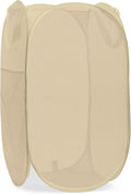 Handy Laundry Collapsible Mesh Pop Up Hamper with Wide Opening and Side Pocket - Breathable, Sturdy, Foldable, and Space-Saving Design for Clothes and Storage (Beige)