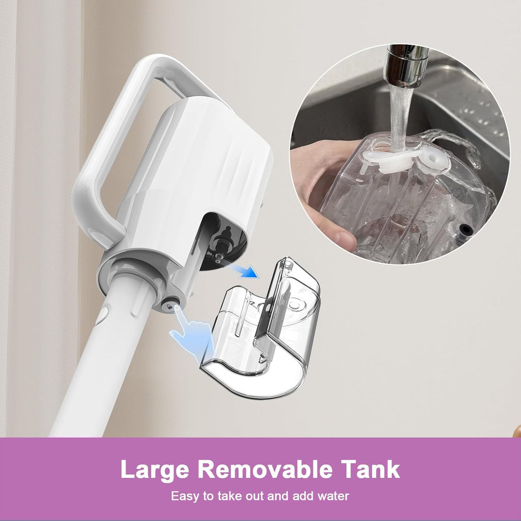 Steam Mop Cleaner, 7 in 1 Rotated Steam Cleaner for Home, Adjustable 2 Modes Steam Mop with 23FT Power Cable and 400ML Removable Tank, Hard Floor, Laminate Floor, Tiles Cleaning (Tea White)
