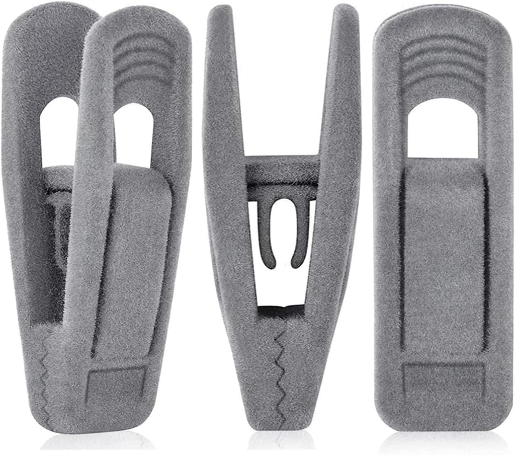 Grey Hanger Clips for Velvet Hangers - 40 PCS Gray Nonslip Velvet Hanger Clips, Skirt Hanger Flocking Clips Fit for Slim Velvet Hangers
