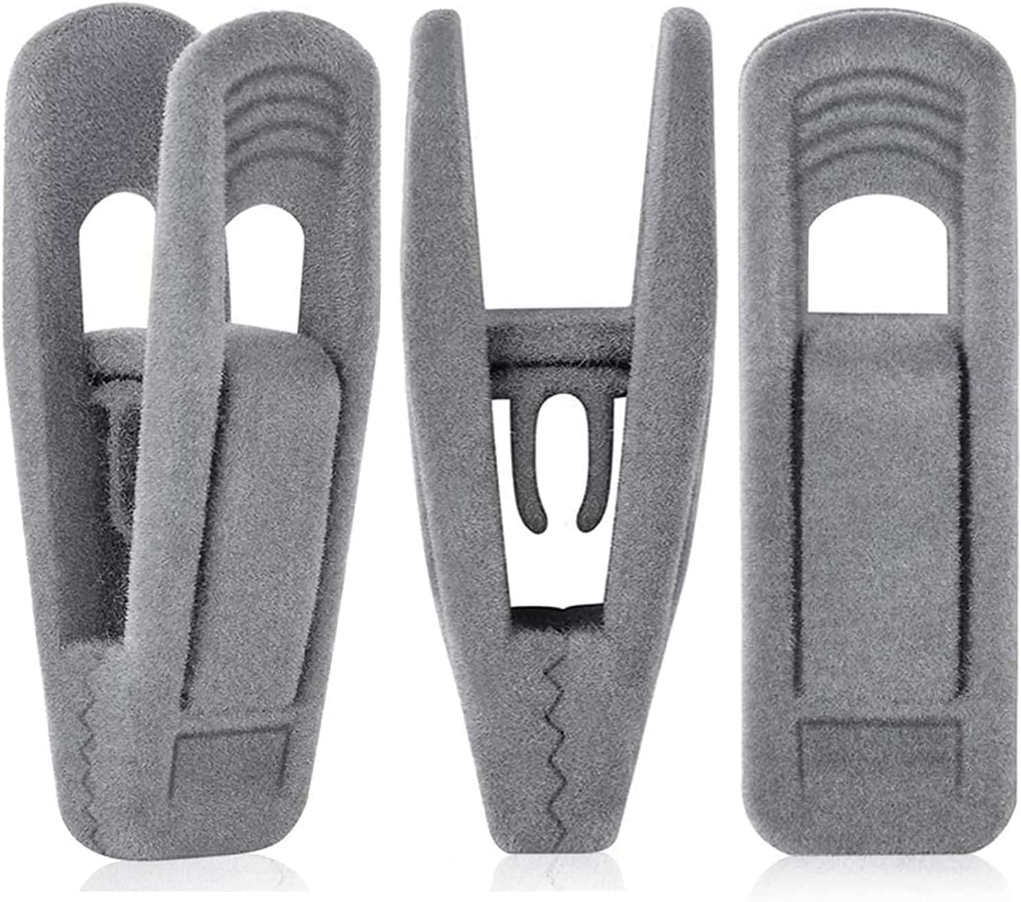 Grey Hanger Clips for Velvet Hangers - 40 PCS Gray Nonslip Velvet Hanger Clips, Skirt Hanger Flocking Clips Fit for Slim Velvet Hangers