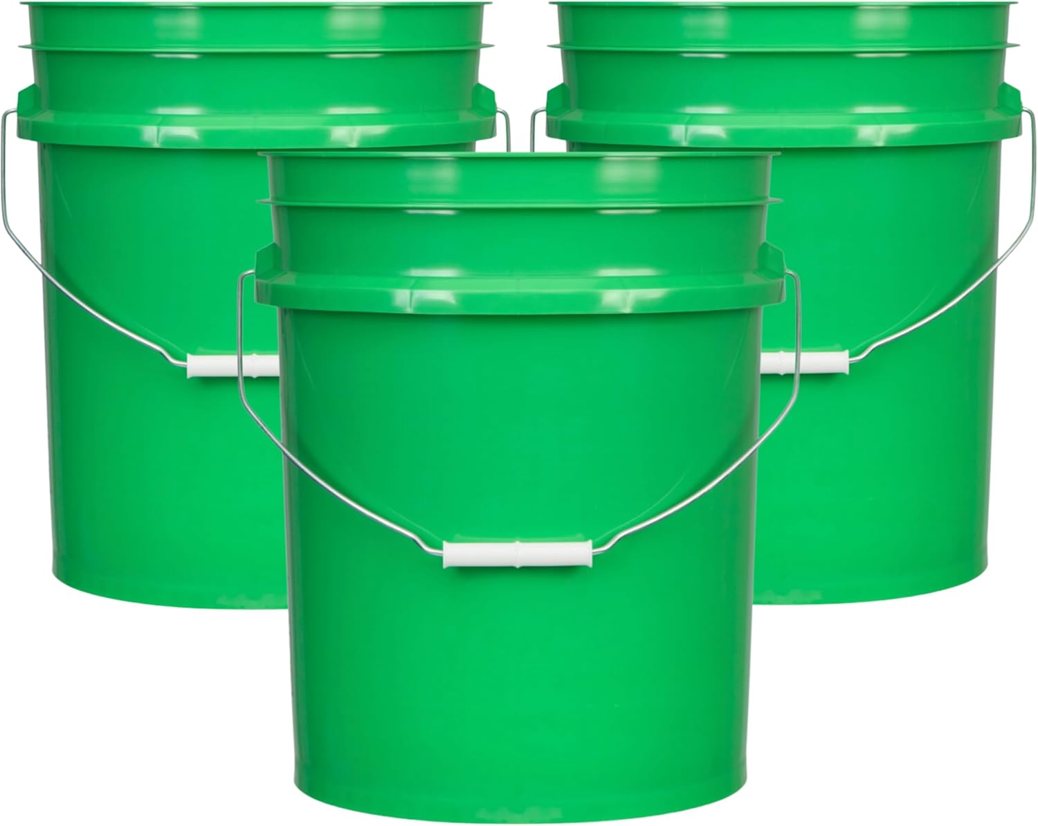 House Naturals 5 Gallon Premium HPDE Plastic Bucket - Made in USA Food Grade Storage Container, BPA Free All Purpose Pail (3, Green)