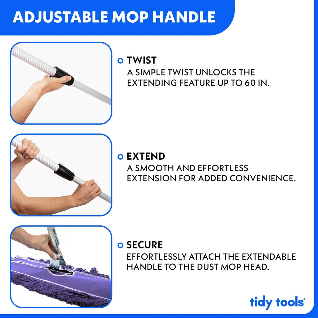 48 Inch Purple Commercial Dust Mop & Floor Sweeper with Extendable Handle – Mop for Hardwood, Tile, and Concrete Floor Cleaning