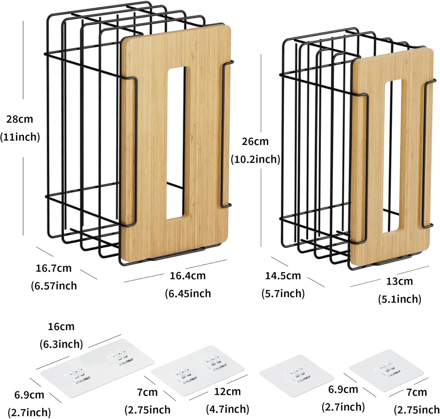 2 Pack Grocery Bag Holder for Plastic Bags - Wall Mount Kitchen Plastic Bag Holders for Grocery Bags - Bag Holder for Kitchen,Under Sink,Pantry and Garage,Black