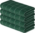 Artoid Mode Checkered Designed Cotton Green Terry Kitchen Dish Towels, 15x25 Inch Soft Absorbent Quick Drying Family Cleaning Tea Towels Set of 4