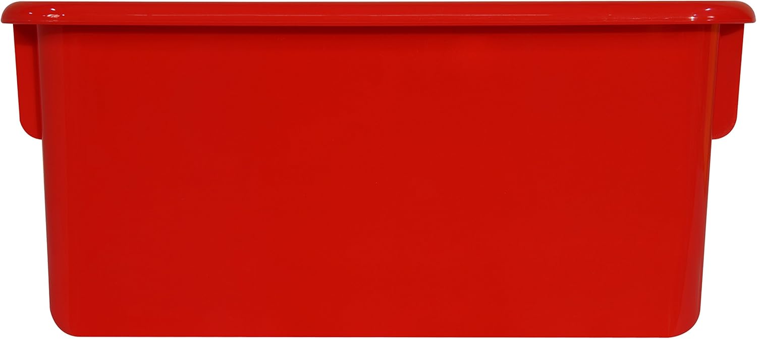 Wood Designs Cubby Storage Bin, Heavy Duty Plastic Containers for Kids Red Cubby Tray Set of 30