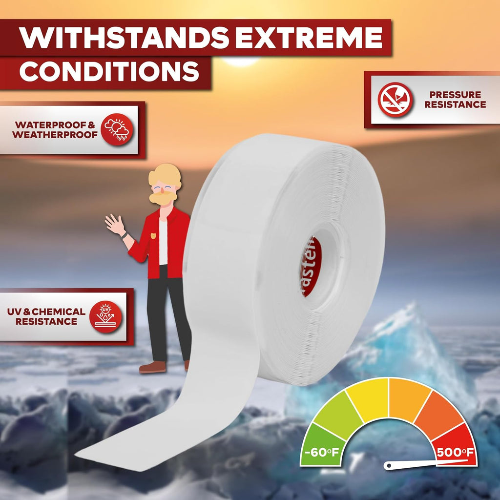 XFasten Self Fusing Silicone Tape Waterproof White– 1" x 36 Feet, Self Amalgamating Tape, Silicone Rubber for Plumbing, Sealing Pipes, Hose Repair, Outdoor Coax and Electrical Cables – Weatherproof