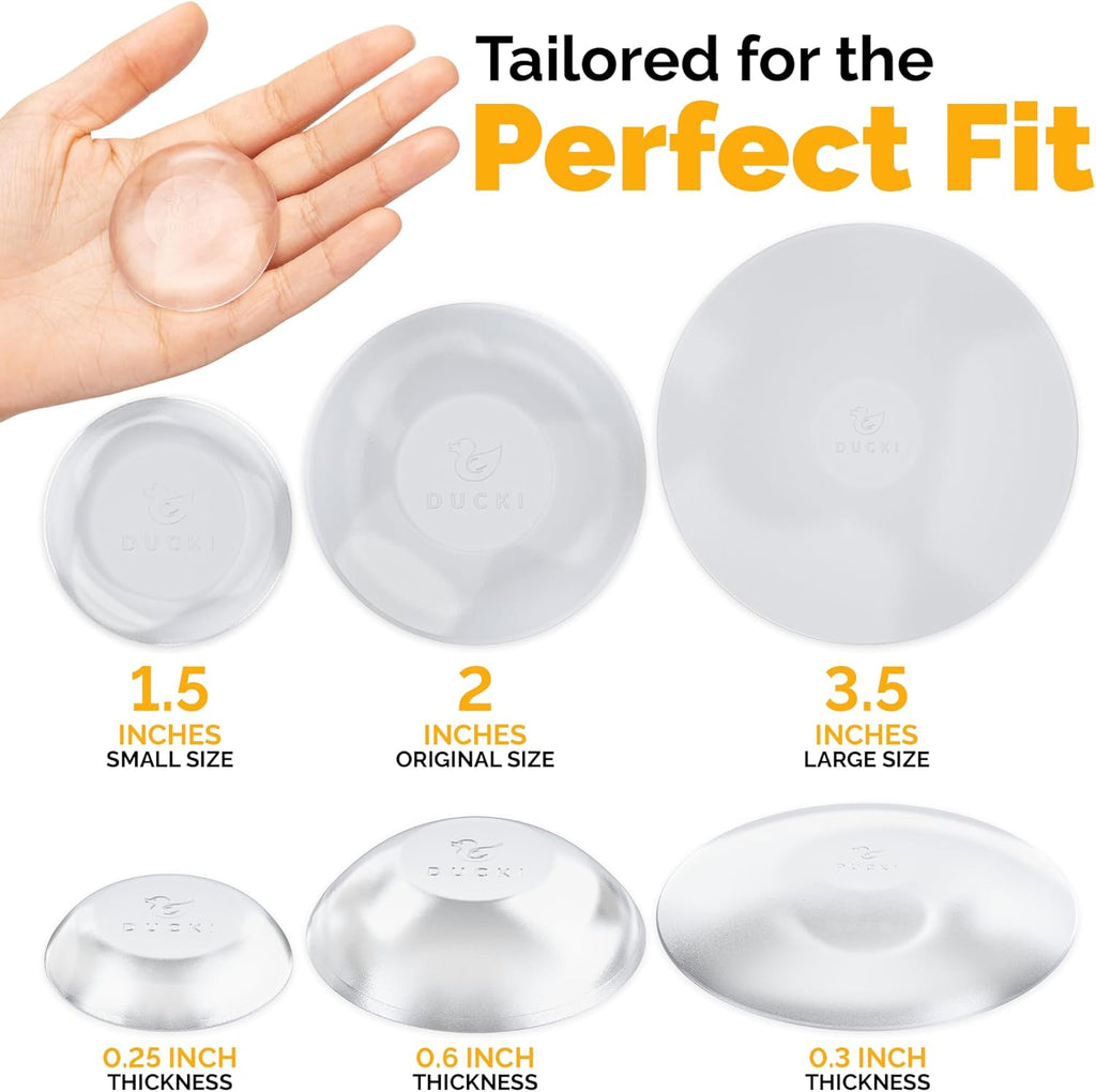 Ducki Door Stop Wall Protector | Self Adhesive Door Knob Wall Protectors from Door Knobs | Rubber Door Stoppers for Wall Damage & Noise | Durable, Shock Absorbent & Discreet | 2 Pack Clear Door Stops