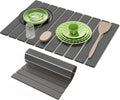 Stone Dish Drying Mats for Kitchen Counter,23.6''x15.3'' Foldable Quick Dry Stone Mat Kitchen,Eco-Friendly,Absorbent Diatomaceous Earth Mats for Dishes Bottles Cups Bathroom Any Countertop-Dark Gray