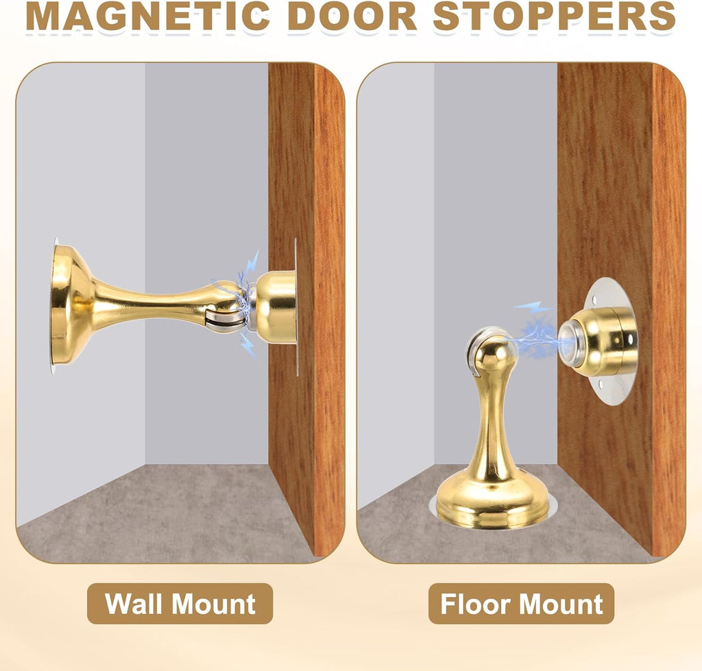 MECCANIXITY Magnetic Door Stoppers Stainless Steel Door Stops, Wall Floor Mounted Doors Holder Keep Doors Open for Home Office Closet (Silver Tone)