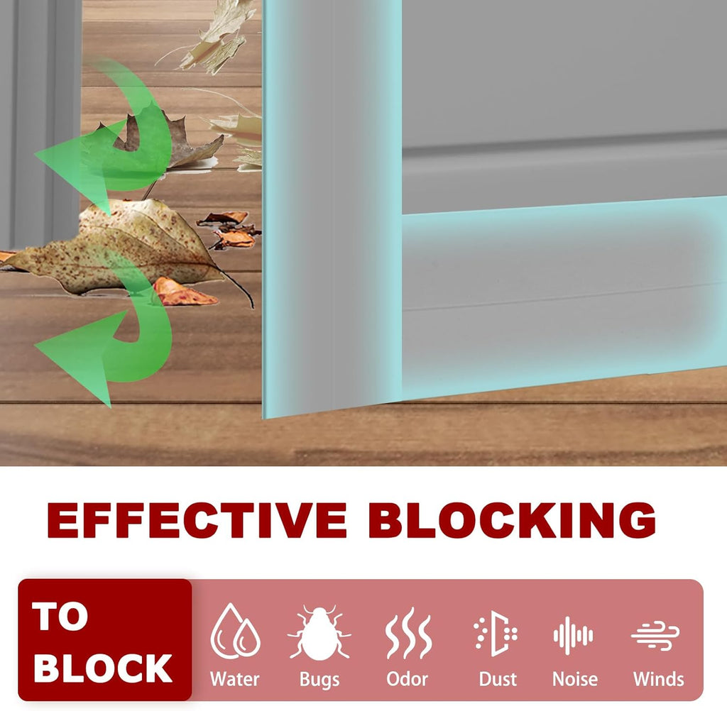 Weather Stripping Self Adhesive Door Draft Stopper Flexible Shower Door Bottom Seal Silicone Seal Strip for Sliding Glass Windows Side Gaps (Gray, 2 Inch Wide x 10 Feet Long)