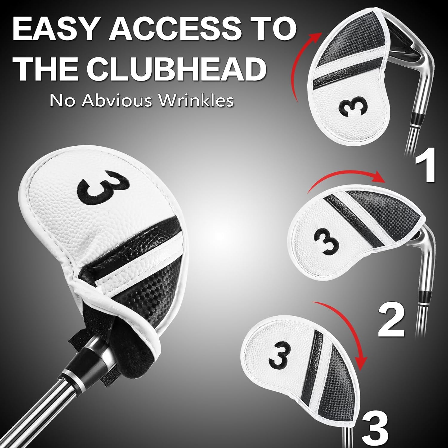 Amy Sport Golf Iron Head Covers Value 12 Pcs Set Thick Synthetic Leather, Protection Weatherproof Club Headcover Fit Universal Main Iron Wedge Golf Clubs for Men Women