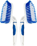 2-Pack Scrub Brush for Cleaning with Long Handle,Medium Firm Brush Bathroom Cleaning Supplies and Bathtub Cleaner and Shower Cleaning Brush,Multi-Scene Use for Kitchen or Carpet Brush,White&Blue