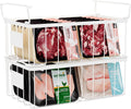 Freezer Storage Organize Baskets - 2 Pack Stackable Deep Freezer Organizer Bins for Most 7 Cu.FT Chest Freezer with Handles, Sturdy but Light, Metal Coated, Add Space, Easy to Reach