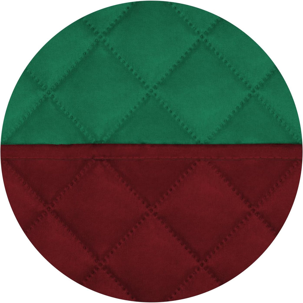 PureFit Reversible Quilted Sofa Cover, Water Resistant Slipcover Furniture Protector, Washable Couch Cover with Non Slip and Elastic Straps for Kids, Dogs, Pets (Loveseat, Green/Red)