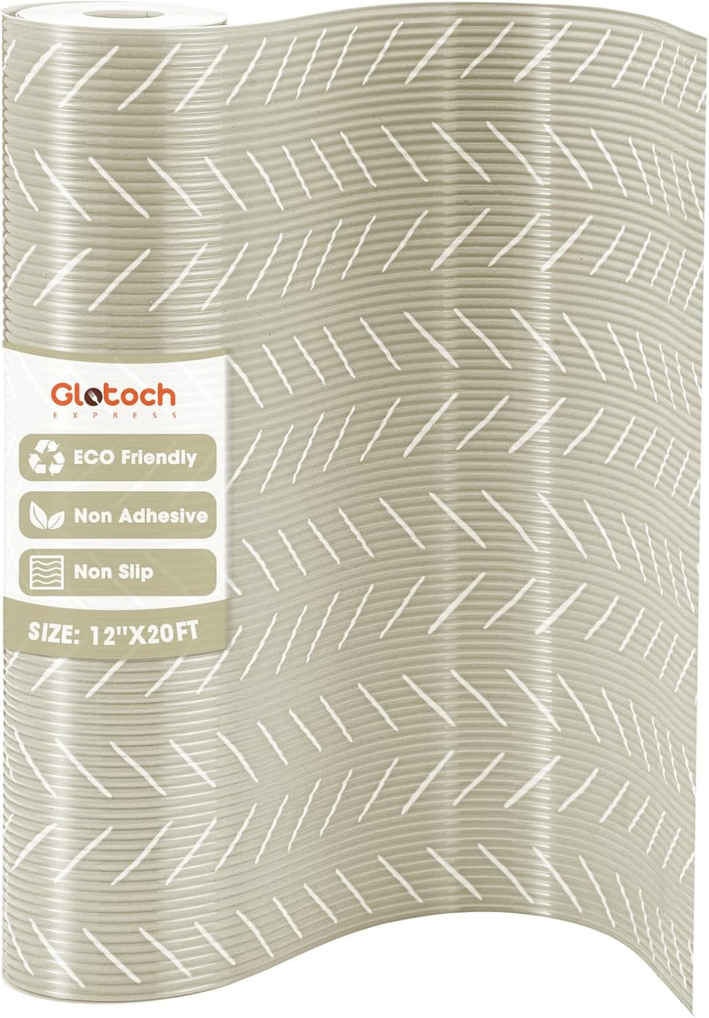 Glotoch Premium Non Slip Shelf Liner, Non Adhesive Drawer Liner, Waterproof Shelf Liners for Kitchen Cabinets, Drawer, Fridge, Wire Shelving, Pantry-12" X240", Heavy Duty, Beige Herringbone