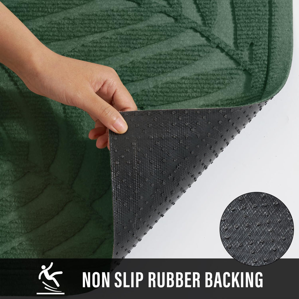 Front Door Mat, Absorbent Resist Dirt Welcome Door Mat Indoor Outdoor, Waterproof Doormat, Sturdy Non Slip Backing, Fade Resistant, Low Profile Entry Mat for Entryway, 29×17, Green