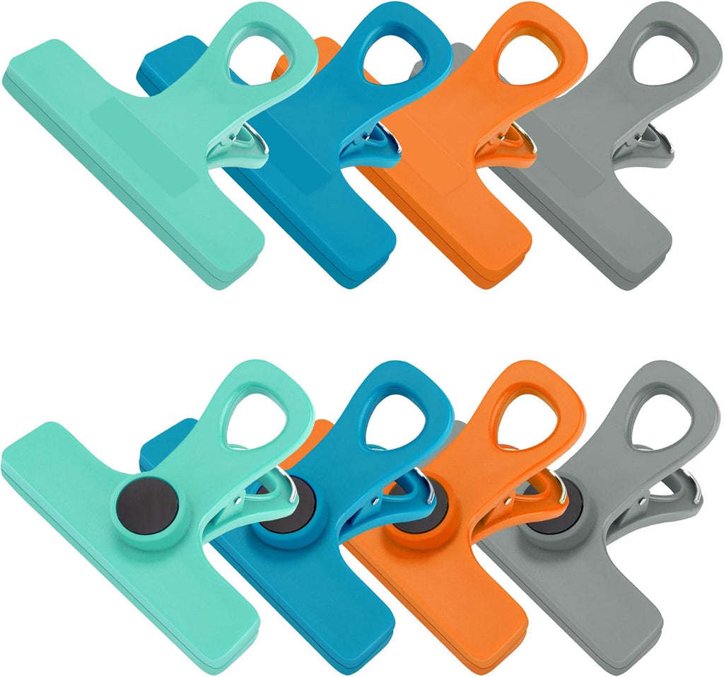TACGEA Chip Clips, Magnetic Bag Clips with Air Tight Seal for Food Storage, 8 Pieces, Multicolor