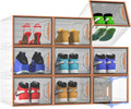 Shoe Storage Boxes Stackable, X-Large Plastic Clear Shoe Organizers with Magnetic Door, Thicken & Sturdy Sneaker Containers, Toy Storage Organizer Bins for Entryway, Closet, Under Bed
