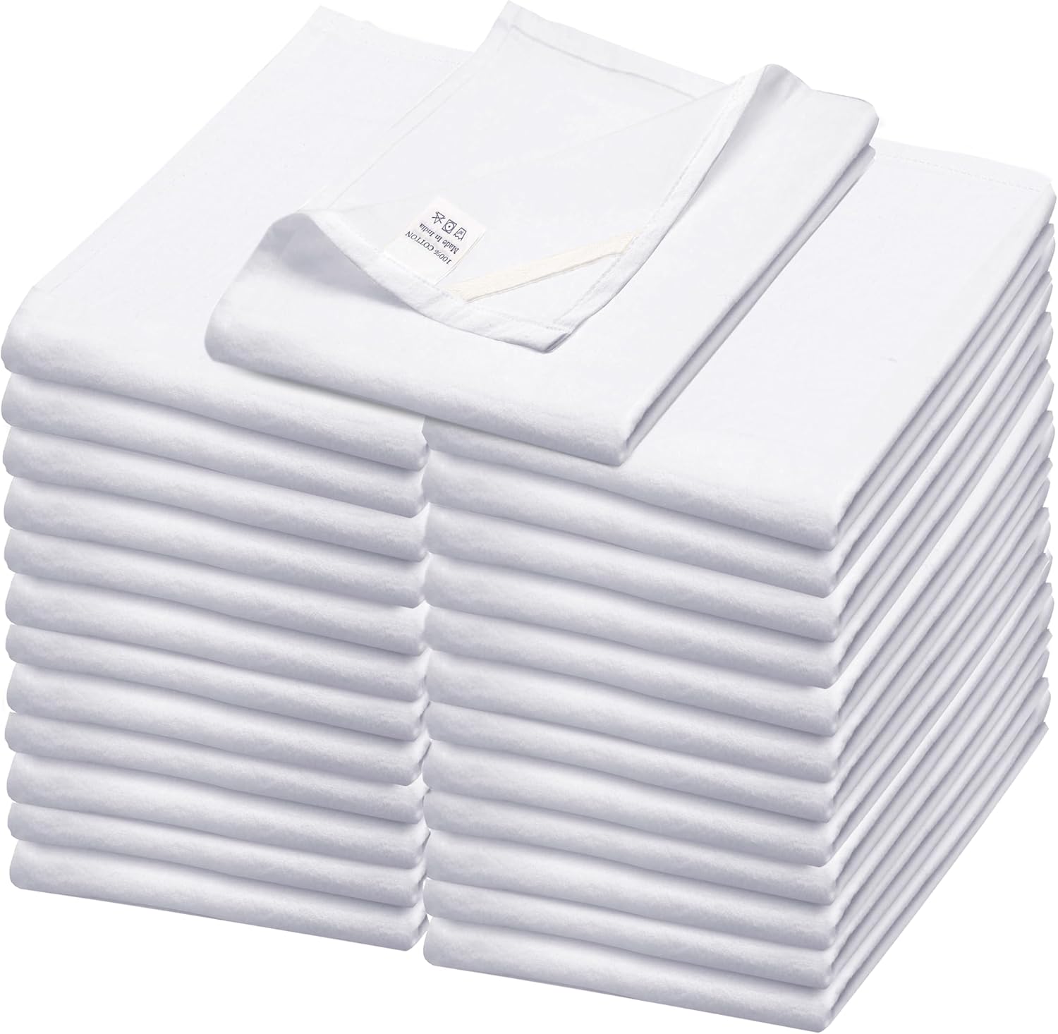 Flour Sack Towels| TeaTowel for Crafts| Kitchen Dish Cotton Blank Towel for Embroidery|Baking Bread Proofing Linen Cover| Thick Absorbent Quick Dry| 24 Pack 28"x28" White
