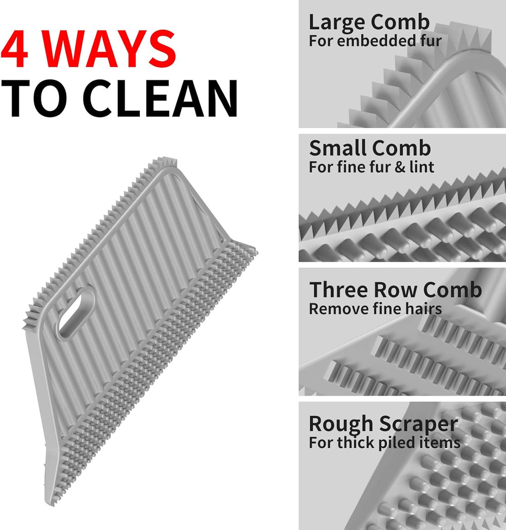 Carpet Rake - 60" Long Handle Pet Hair Removal with Metal Fabric Edge Design,Carpet Rake for Pet Hair Removal, Dog Cat Fur Remover Rubber Broom,Rug,Car Mat,Couch,Pet Bed,Furniture(4 Pack)