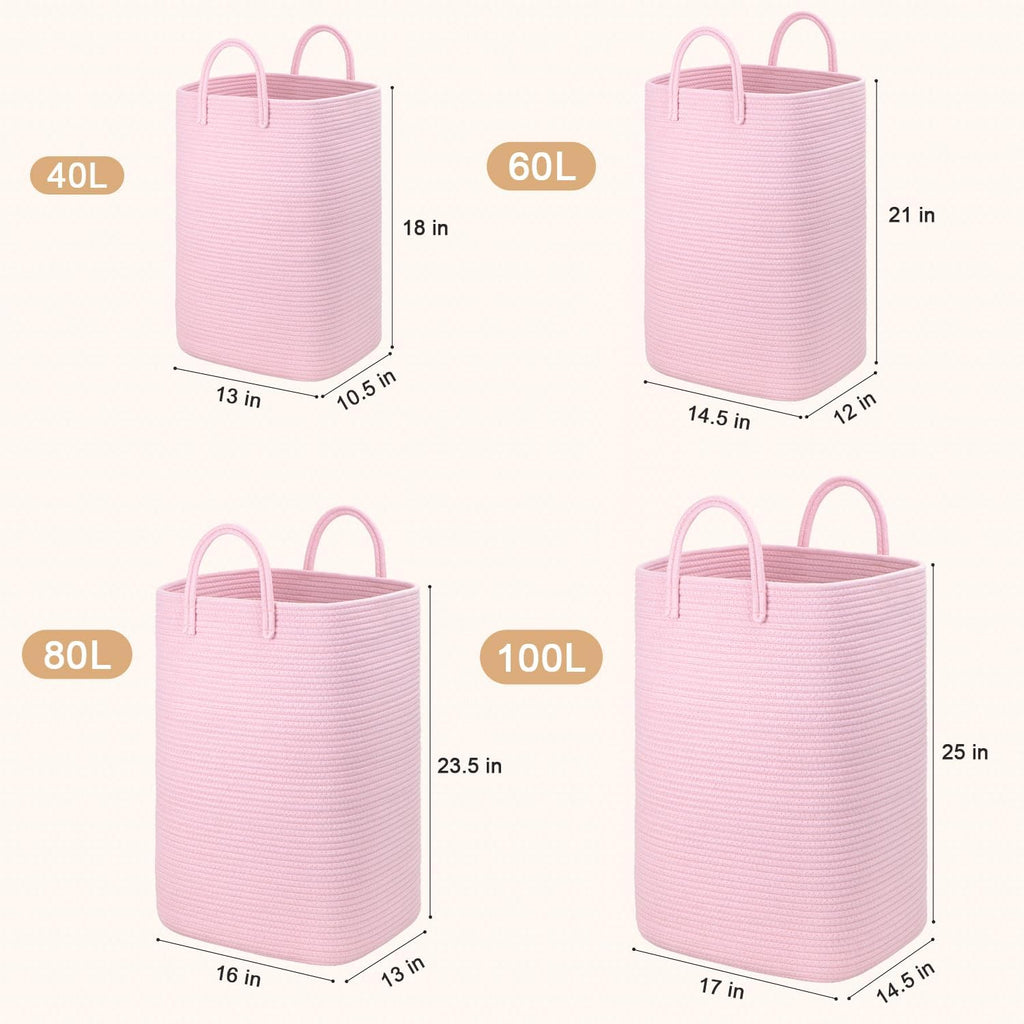 Laundry Basket,Woven Cotton Rope Laundry Hamper,40L Versatile Storage for Dirty Clothes,Baby Toys,and Blankets in Bathroom, Nursery,and Living Room