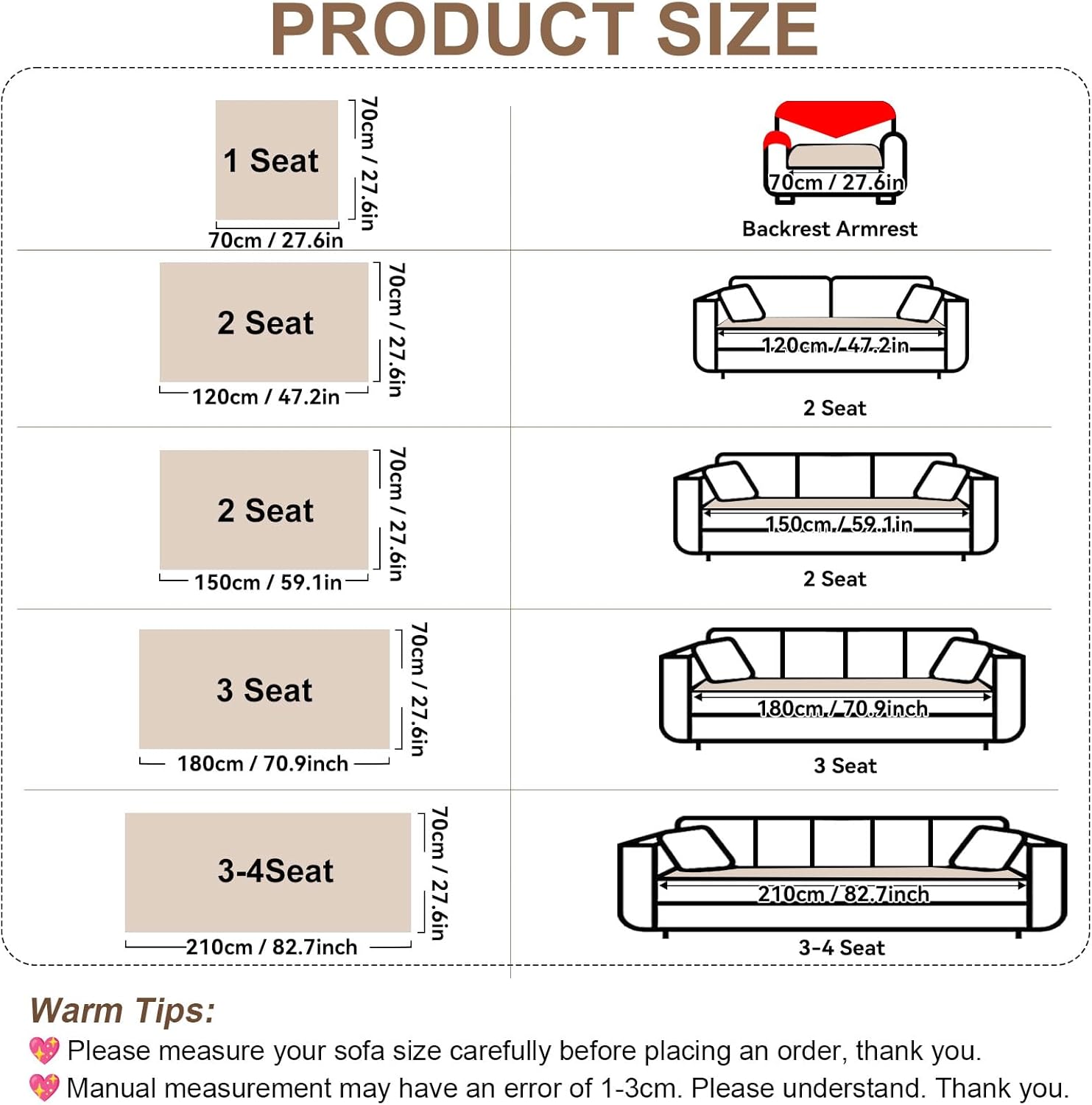 OTOB Plush Couch Cover for Dogs Washable, Non Slip Fuzzy Soft Armrest Backrest Sofa Slipcovers Geometric Jacquard Pet Friendly Couch Covers Protector All Season, 1 Piece (Coffee, 27.6"x27.6")