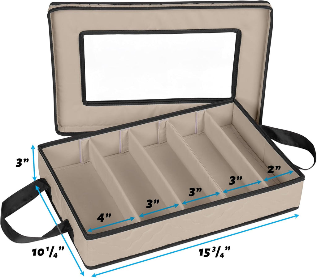 Flatware Storage Case - Durable 5 Compartment Silverware Storage Container Box with Removable Lid and Easy to Carry Handles - Large Capacity Keeps Your Cutlery Organized & Protected - Brown
