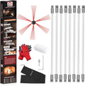 26 Feet Chimney Sweep Kit, Chimney Cleaning Kit with 8 Flexible White Chimney Rods, Chimney Brush, Rotary Chimney Cleaning System Driven by Drill for Sweeping Fireplace