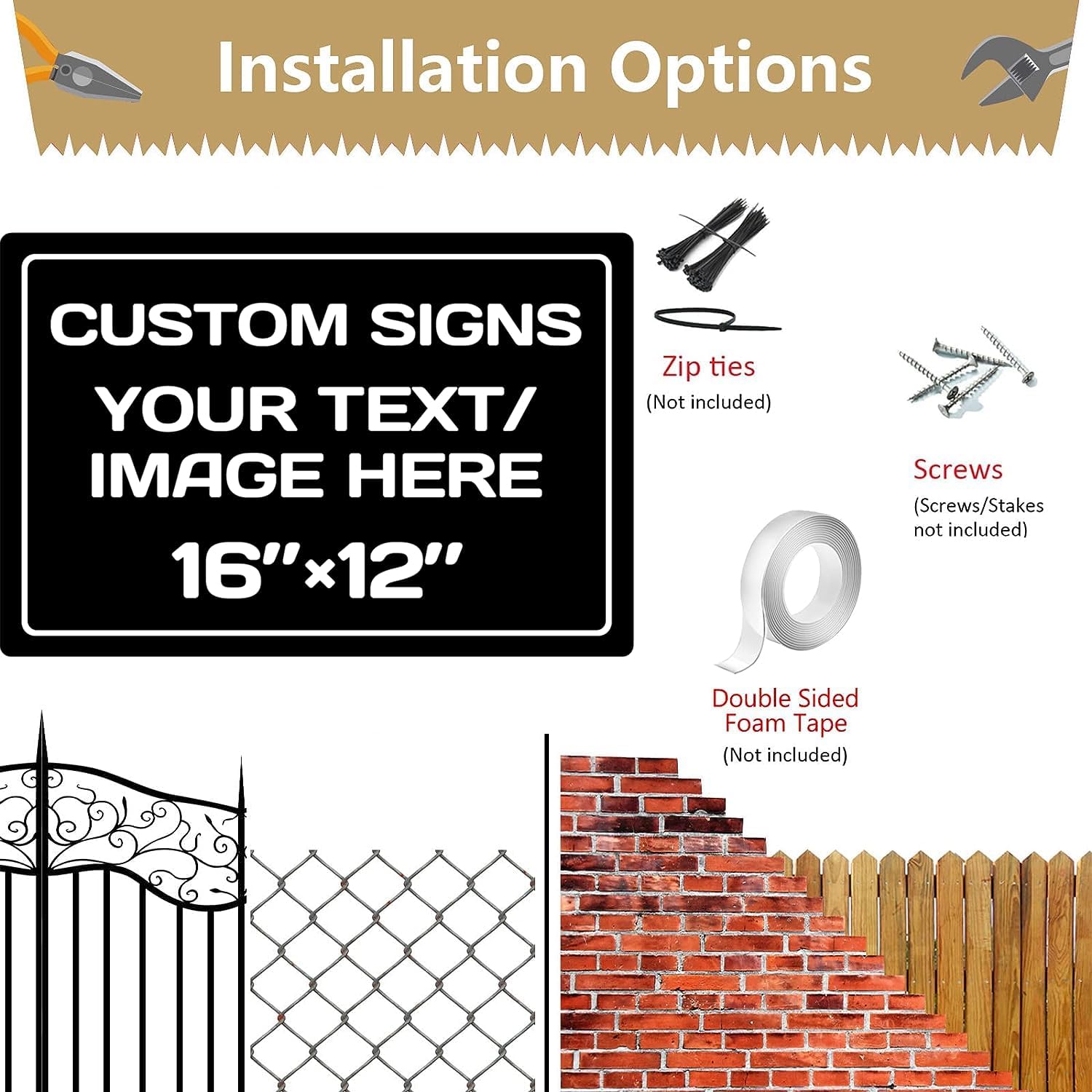 Personalized Aluminum Weatherproof Metal Signs - Multiple Sizes, Custom Text & Picture, Hazard, Garden, Custom Door Signs