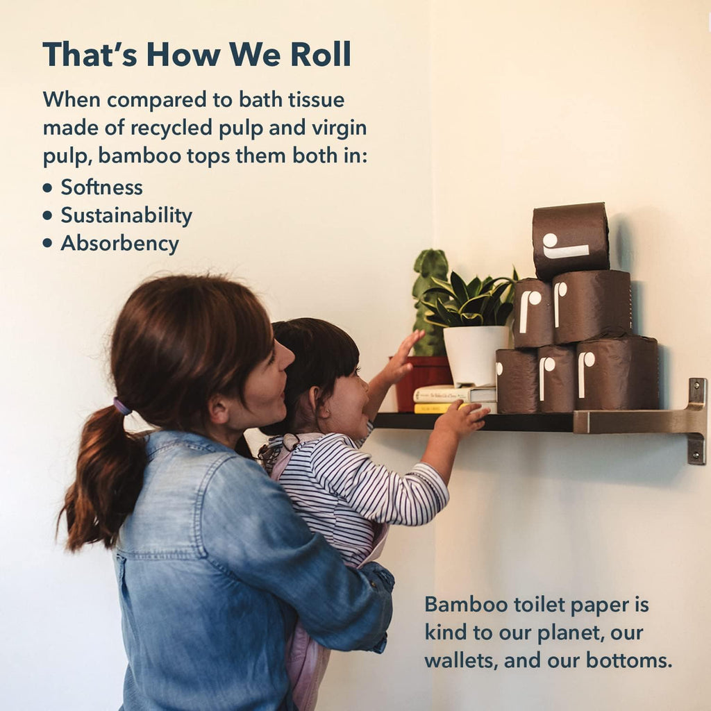 Reel Premium Toilet Paper - 12 Rolls of Toilet Paper - 3-Ply Made from Tree-Free - Zero Plastic Packaging, Septic Safe