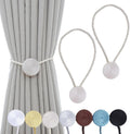 Magnetic Curtain Tiebacks - 12mm Magnetic Tie Backs for Curtains, Heavy Duty No Drill Curtain Holdbacks for Home/Office Windows Drapes, Elegant Gift-Ready Design 7 Colors (2, Beige)