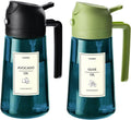 TrendPlain 16oz/470ml Blue Glass Olive Oil Sprayer for Cooking - 2 in 1 Olive Oil Dispenser for Kitchen Gadgets, Air Fryer, Salad, and BBQ - Black & Green