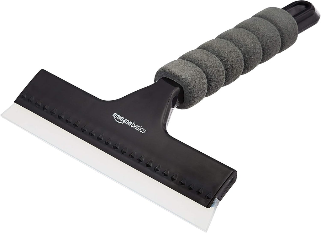 Amazon Basics Window Squeegee with Handle for Car Windows, Glass, Mirror, Black