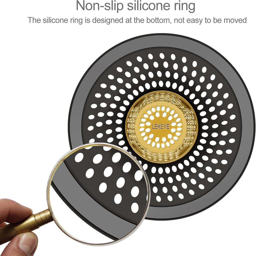 LKEYE Shower Drain Hair Catcher/Bathroom Drain Cover/Bathtub Drain Strainer/Shower Stall Drain Protector(Bronze)