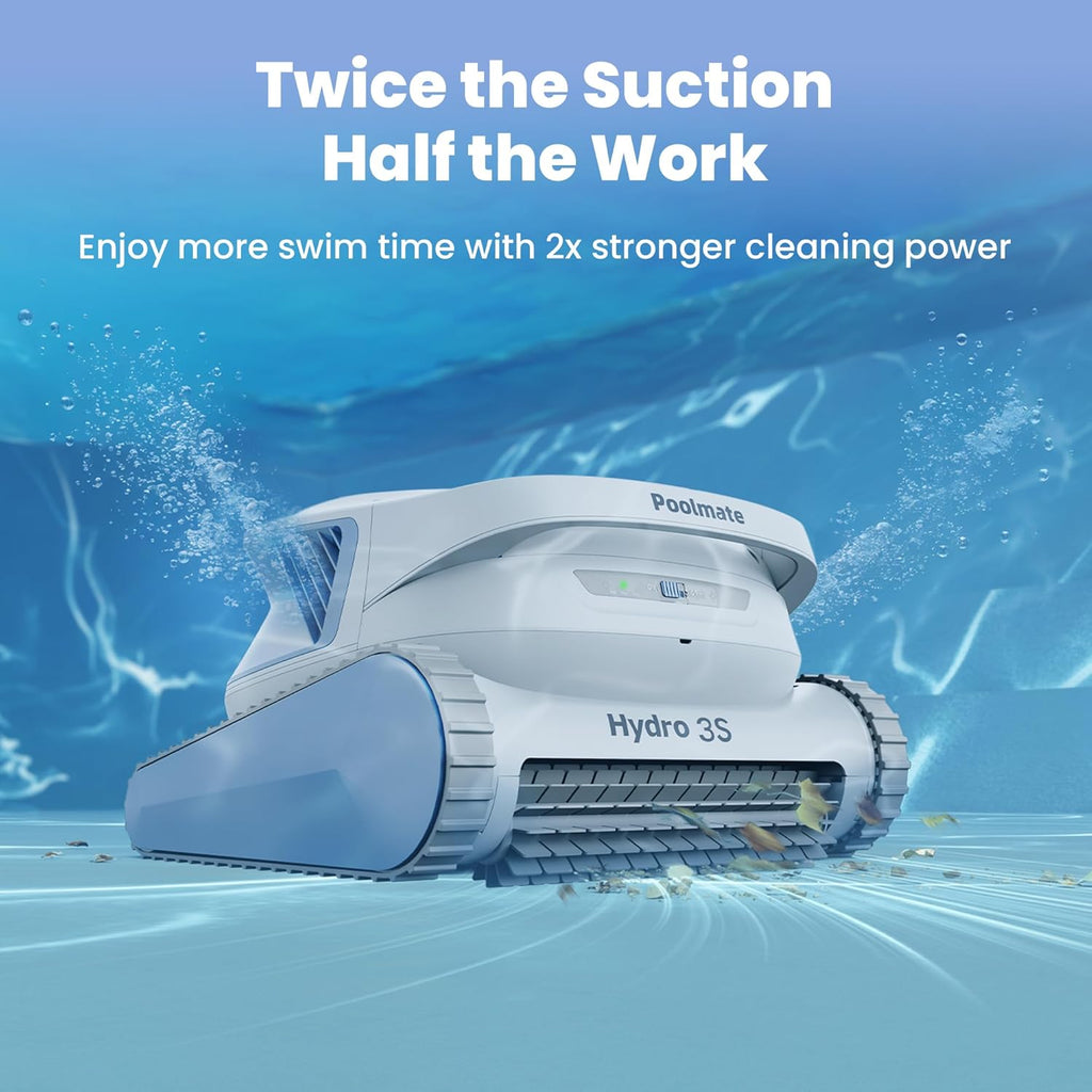 Poolmate Hydro 3S Cordless Robotic Pool Vacuum for Inground Pools, 4 Cleaning Modes, App Control, 300 Mins ECO Mode, Smart Navigation S-Path, 4.1L Large Filter Basket, Ideal for Aboveground Pools