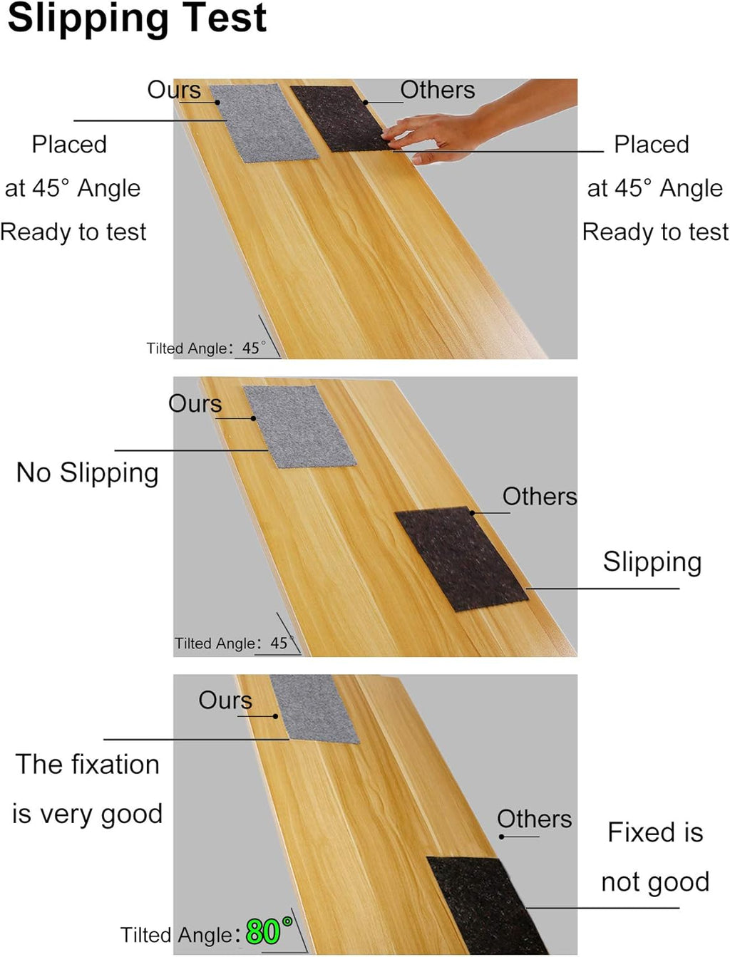 Non Slip Rug Pad Grippers - Square 4x4, 1/8" Thick, (Felt + Rubber) Double Layers Area Carpet Mat Tap, Provides Protection and Cushioning for Hardwood or Tile Floors