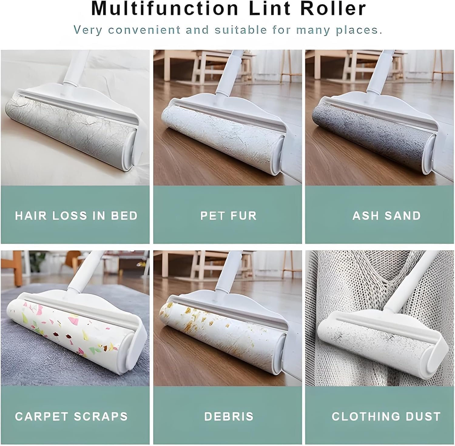 YHPDVI Lint Roller for Pet Hair – 7.5" Extra Wide Sticky Roller with 2 Refills & Long Handle | Heavy Duty Fur Remover for Couch, Carpet, Bed, Clothes | Large-Surface Lint Brush for Dog Cat Hair