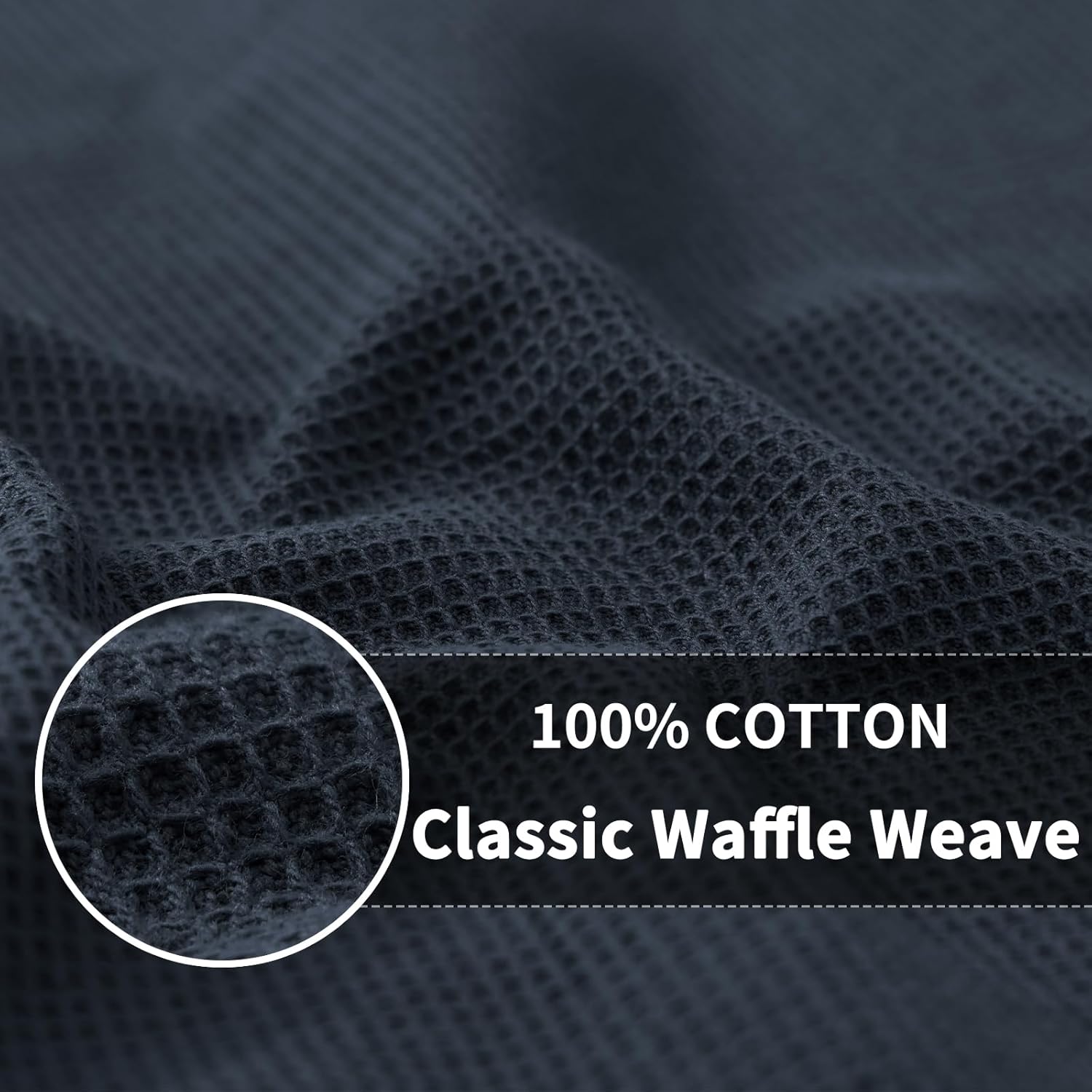 Homaxy 100% Cotton Waffle Weave Dish Cloths - 6 Pack Soft and Absorbent Dish Towels - 12 x 12 Inches Quick Dry Dish Rags - Dark Grey