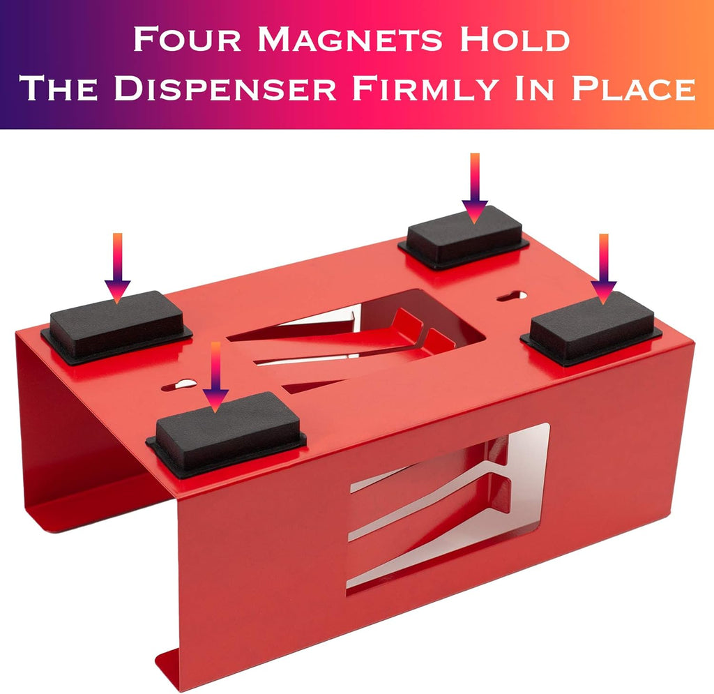 EHOMEA2Z Magnetic Glove Holder,Glove Box Holder,Glove Dispenser,Durable Coated Steel,Space Saving Design for Work,Shop, Garage,Medical Office,Laundry Room,Kitchen,Hospital,Fridge,Wall Mount (Red)