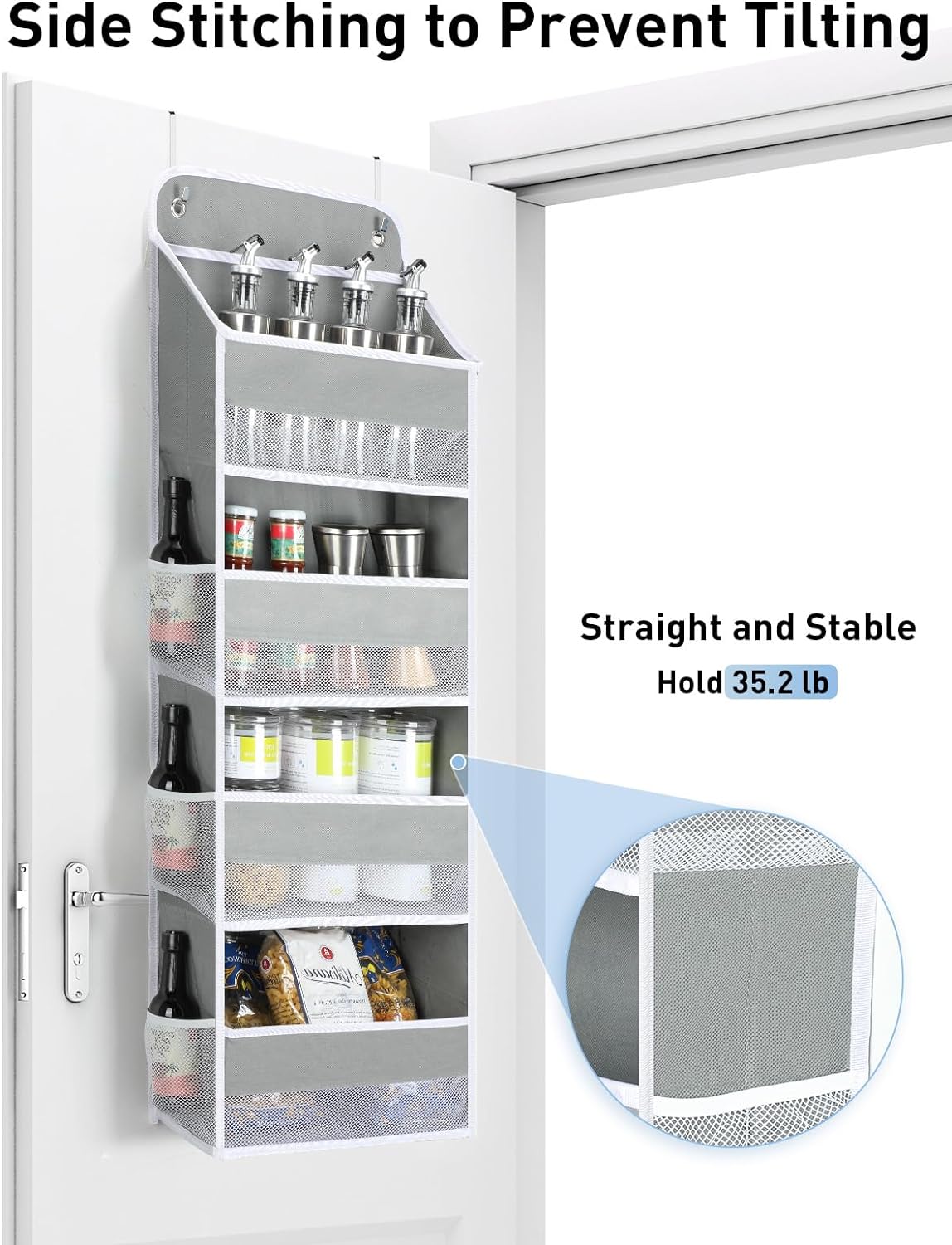Yecaye 1 Pack Over the Door Organizer, 35.2lbs Load Toy Stuffed Animal Storage, Swing-proof Hanging Bathroom Organizers and Storage for Nursery Newborn Baby Essential Stuff Dorm Room Essentials