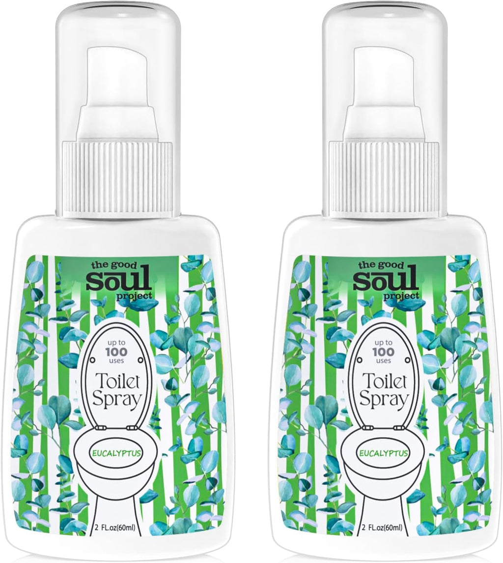 Toilet Spray, Eucalyptus, Bathroom Odor Deodorizer, 2Oz Each Travel Size Air Freshener, 2 Count