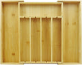 Kitchen Bamboo Silverware Drawer Organizer - Expandable Utensil Organizer for Flatware, Adjustable Cutlery & Knives. Ideal Utensil 7 Slots Total Drawer Organizer for Kitchen, Natural